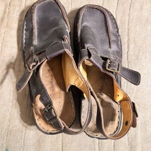 Women's Black Leather Buckle Loafers